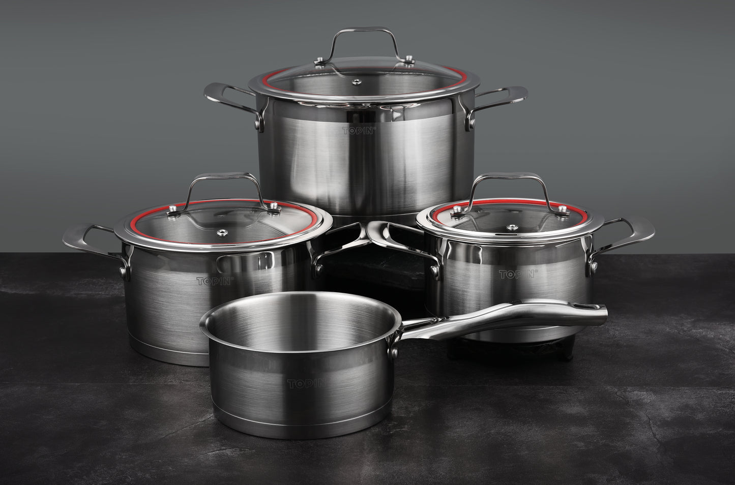 cookware set with silicon rim glass lid TP20251201